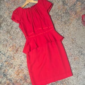Red Sheath Peplum Dress 4 Musette